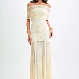 Elegant Cream Off-Shoulder Dress